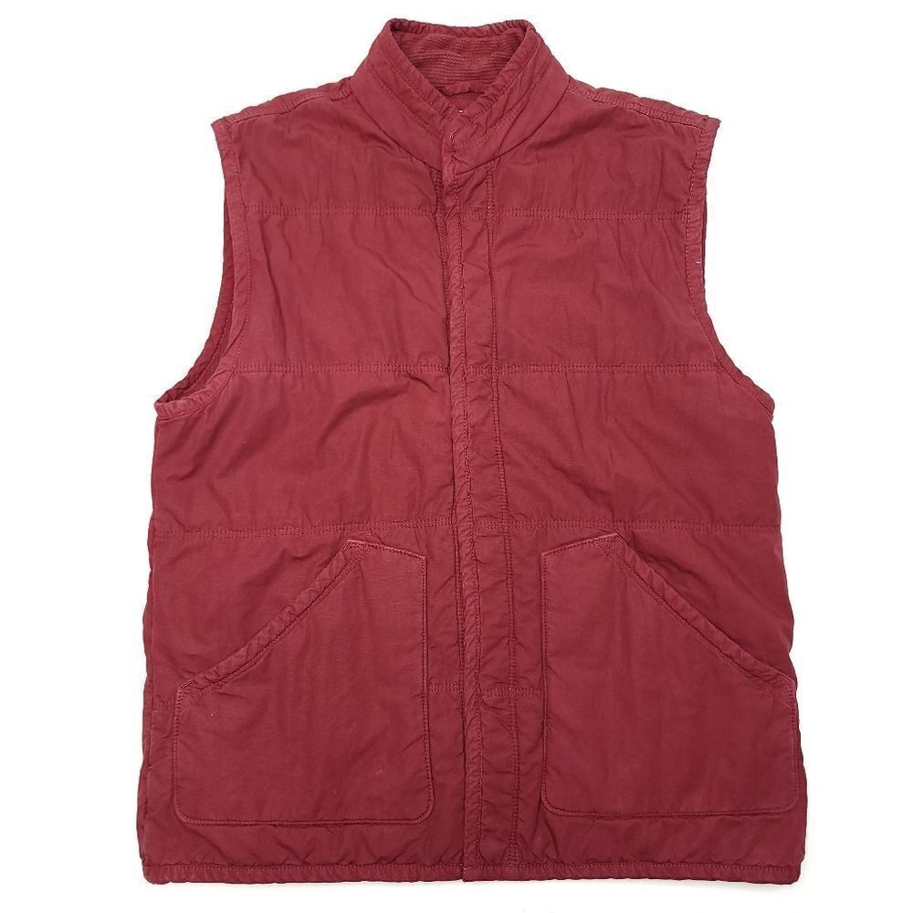 Lucky Brand Puffer Vest Mens Medium Red Polyester Waffle Thermal Lined Outdoors